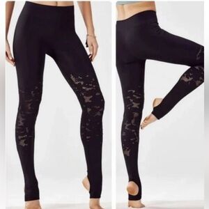 Black Lace Detail Women's Leggings Fabletics Size Large